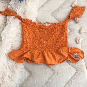 off the shoulder orange top